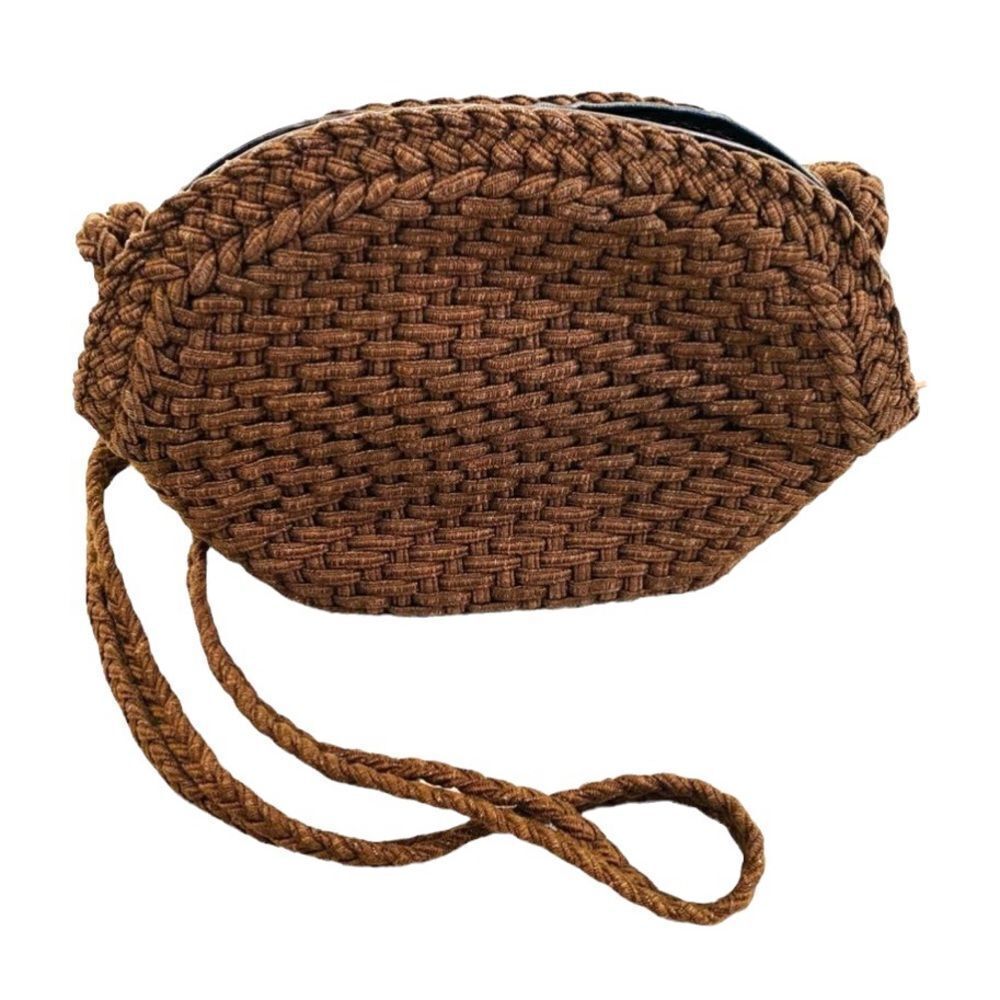 Vintage De Vecchi Hamilton Hodge brown basketweave leather Italian crossbody bag
